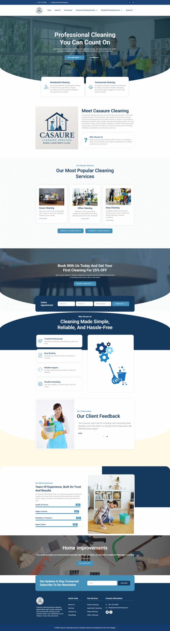 the website that we made for our client the website is about cleaning services that is made by yws technologies